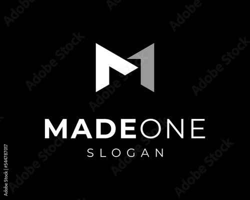 Letter M1 Number One Monogram Geometric Mark Modern Simple Shape Vector Logo Design