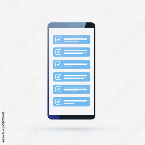Checklist application, business work list, personal schedule and reminder app with checkmarks. Flat vector illustration isolated on white background © bestforbest