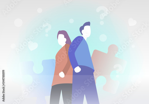 Conflict quarrel or marriage problem. Situationship concept illustration. Uncertainty in the relationship between partners, lack of plans for future