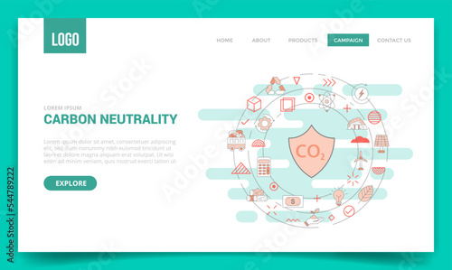carbon neutrality concept with circle icon for website template or landing page homepage