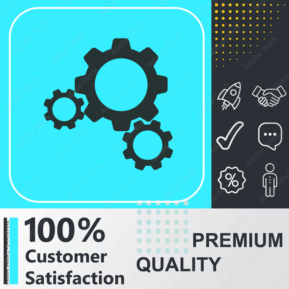 Gears icon. Social media sign. Vector illustration Gears icon. Social media sign. Vector illustration