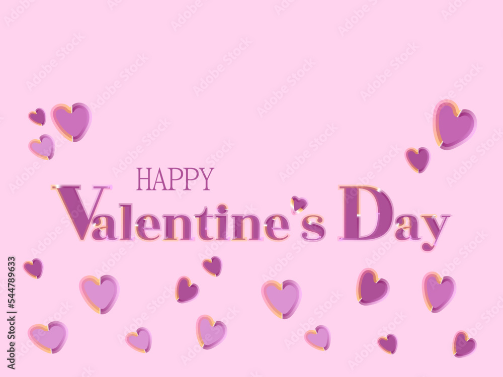 Valentine s Day banner. Greeting card for Valentine s Day with hearts on a pink background.