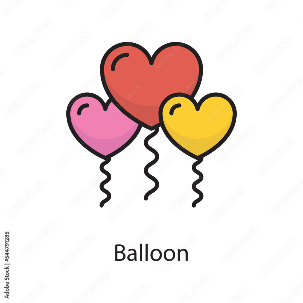 Balloon  Vector Filled Outline Icon Design illustration. Love Symbol on White background EPS 10 File