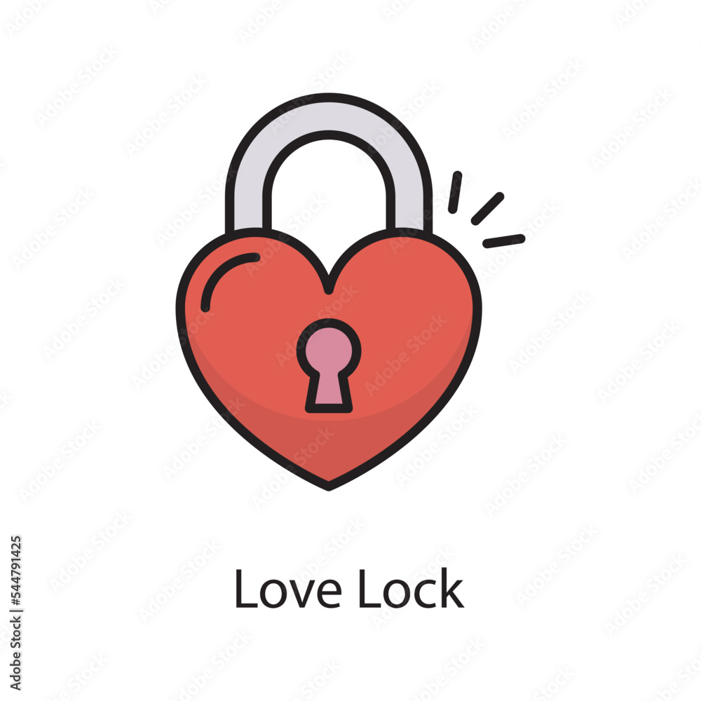 Love Lock Vector Filled Outline Icon Design illustration. Love Symbol on White background EPS 10 File Love Lock Vector Filled Outline Icon Design illustration. Love Symbol on White background EPS 10 File