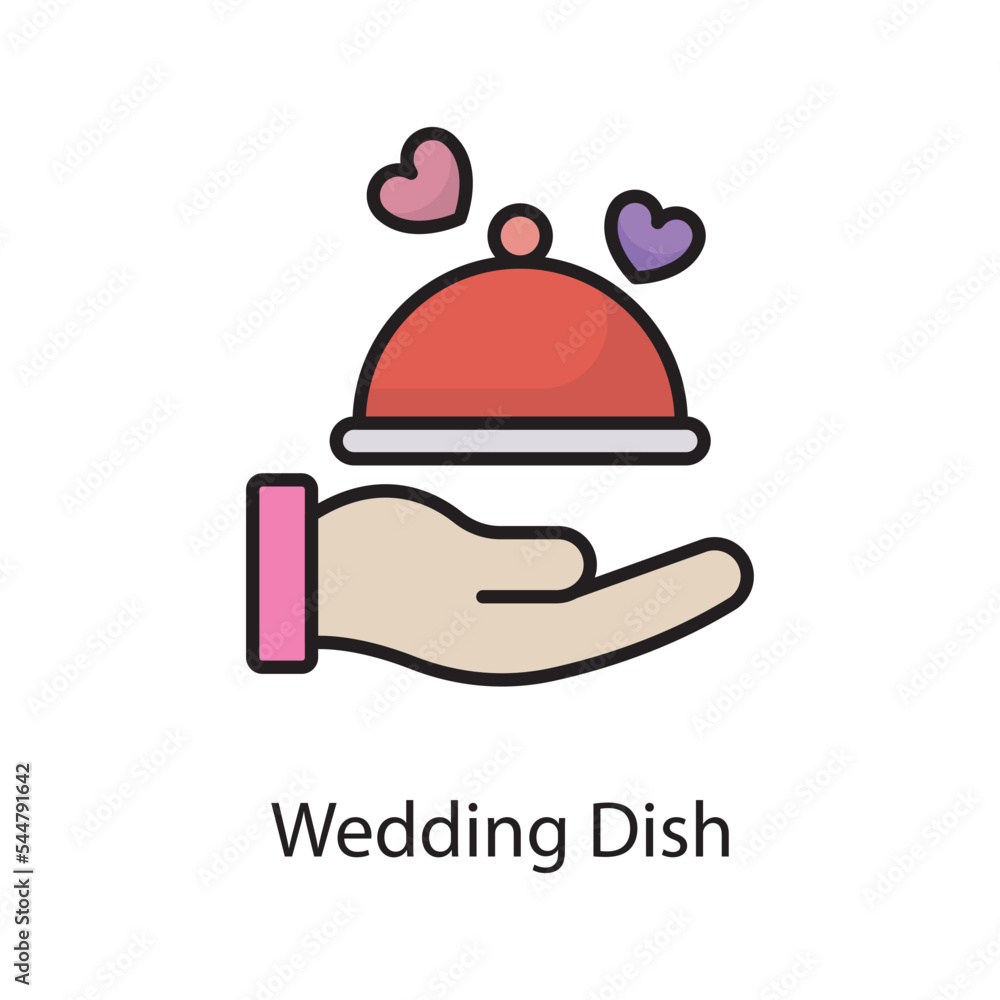 Fototapeta premium Wedding Dish Vector Filled Outline Icon Design illustration. Love Symbol on White background EPS 10 File