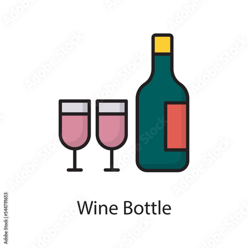 Wine Bottle Vector Filled Outline Icon Design illustration. Love Symbol on White background EPS 10 File