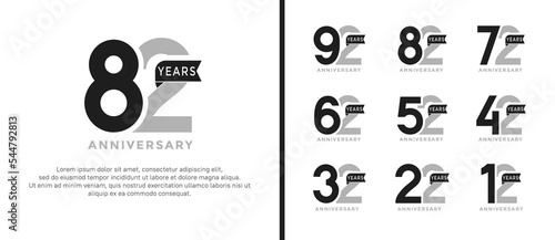 set of anniversary logo style grey and black color on white background for special moment