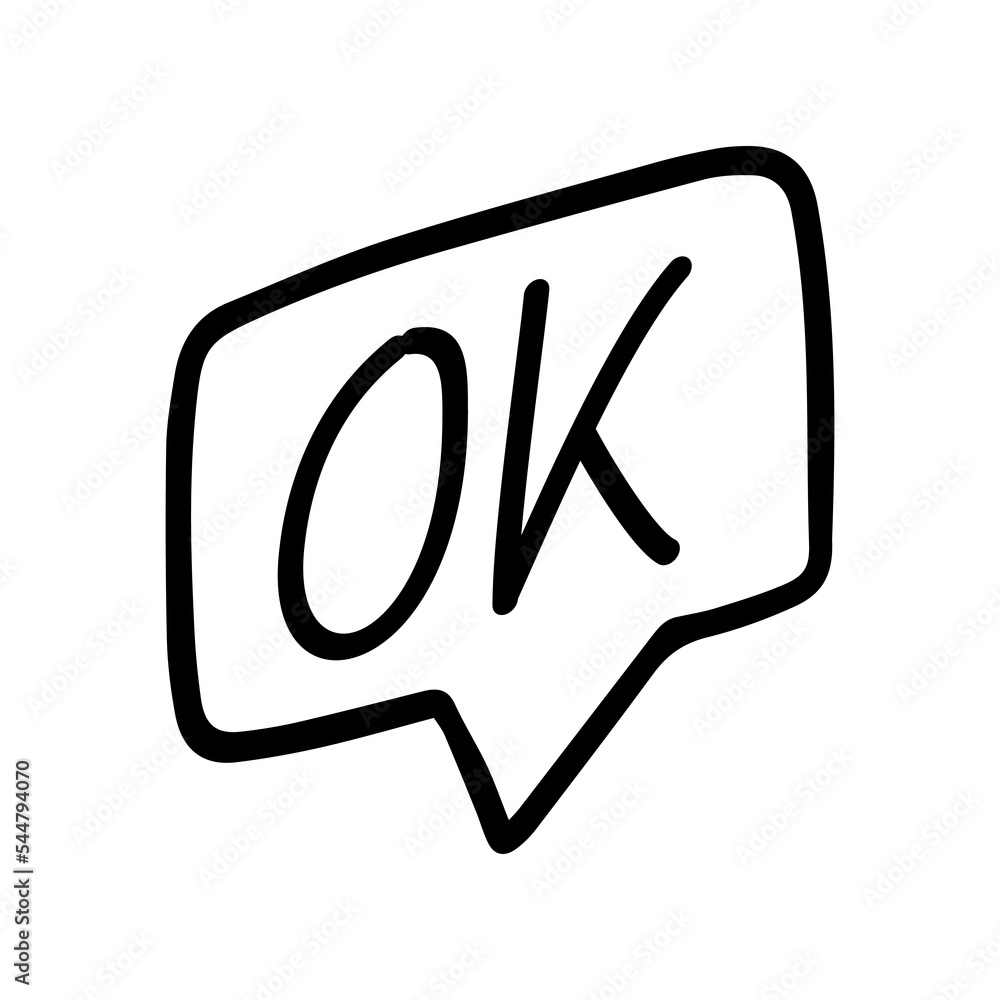 Vector writing ok in a conversation bubble Vector writing ok in a conversation bubble
