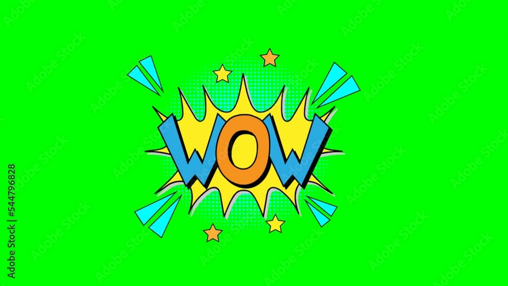 WOW Comic words animation green screen WOW Comic words animation green screen