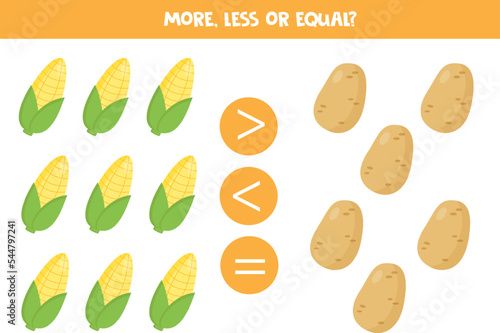 Wallpaper Mural More, less or equal with cute cartoon vegetables. Torontodigital.ca