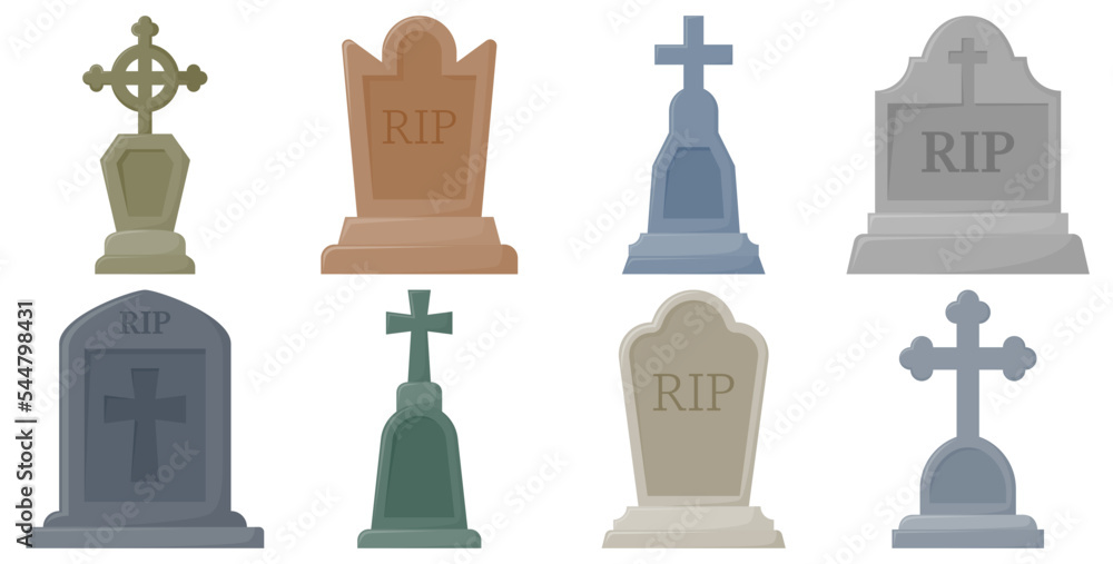 Set of Tombstone isolated on white background