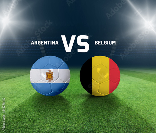 Soccer matchday template. Argentina vs Belgium Match day template. 3d rendering