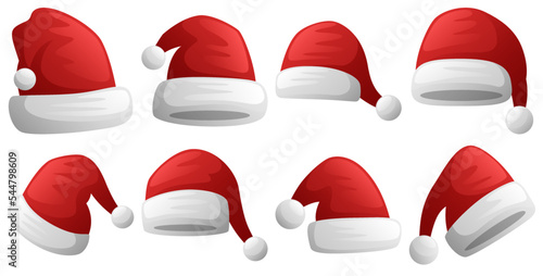 Set of Santa Claus hat isolated on white background