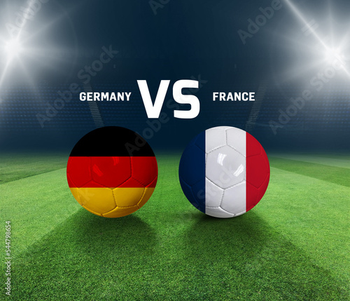 Soccer matchday template. Germany vs France Match day template. 3d rendering