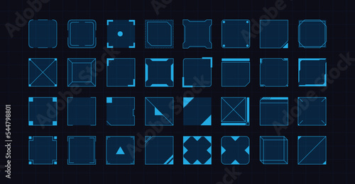 Square blue frame set technology future interface hud