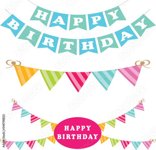 Birthday banner vector illustration. happy birthday decoration.
