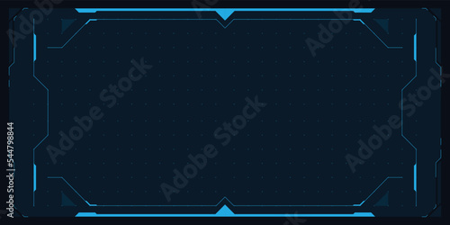 Abstract futuristic background of glowing technology sci fi frame hud ui