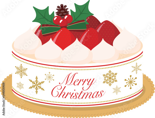 いちごの乗ったシンプルなクリスマスケーキのベクターイラスト