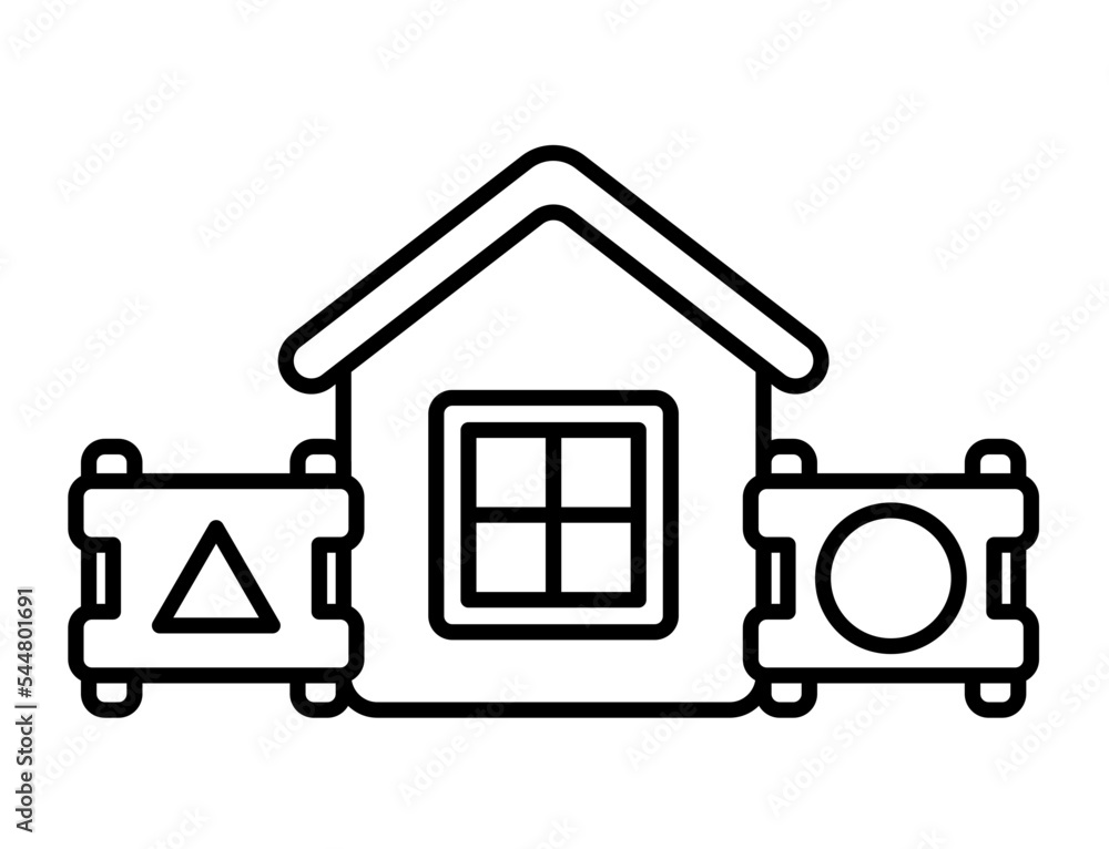 Plastic kid play house line icon vector image. Plastic kid play house line icon vector image.