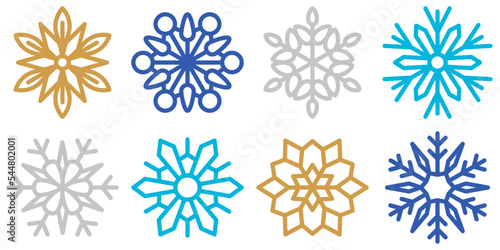 Set of Snowflake in flat style isolated
