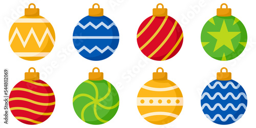 Set of Christmas Ball in flat style isolated