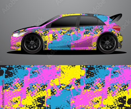 Rally car decal graphic wrap vector, abstract background