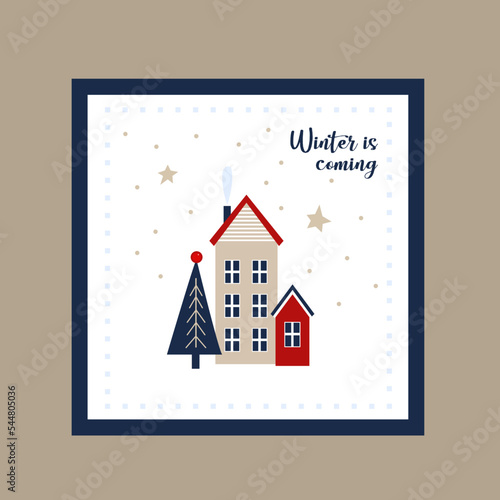 winter, winter is coming mood, winter is coming poster, illustration, buildings