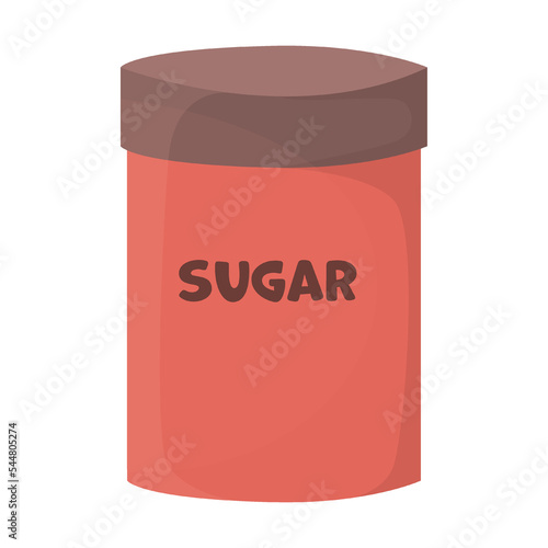 Baker jar capacity for storing sugar and salt, bread and other food cooking with flour, mixer and baking cartoon vector illustration