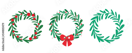 set of Christmas wreath leafs vector illustration