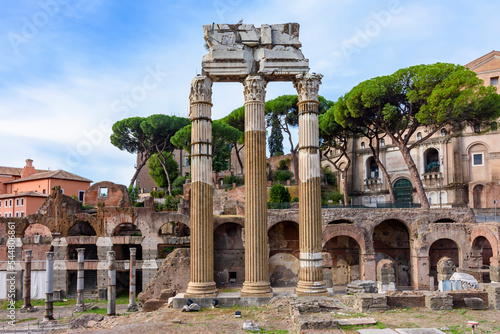 Fotobehang Temple of Venus Genetrix columns in Roman Forum, Rome, Italy