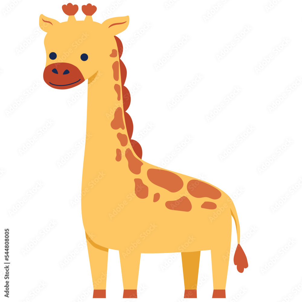 Fototapeta premium Giraffe vector illustration in flat color design