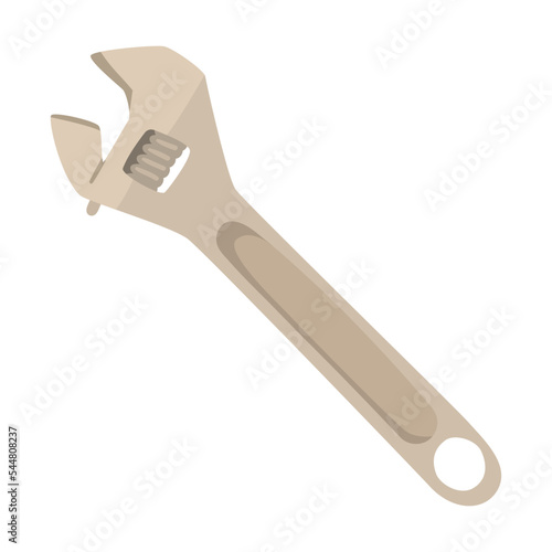 adjustable wrench  Construction instrument  cartoon illustration. Building tools or service. Trowel  hummer  screwdriver  rule isolated on white background