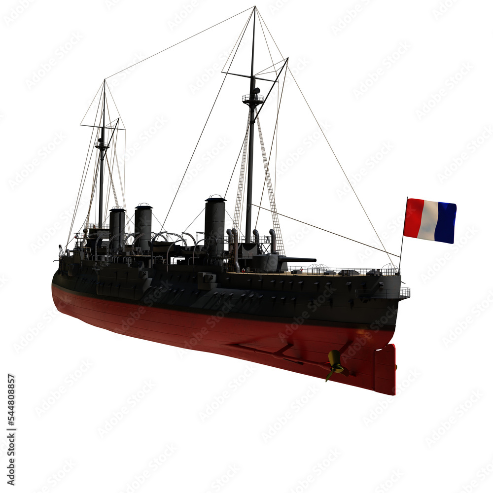 Naklejka premium French cruiser ship isolated