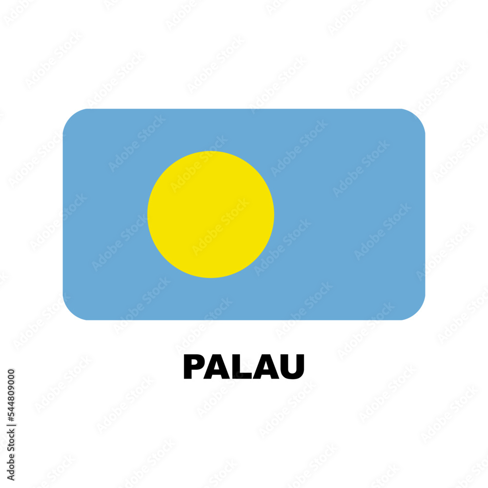 Oficial national flags of the world. Palau country.  Design rectangular. Vector Isolated on a blank background which can be edited and changed colors.