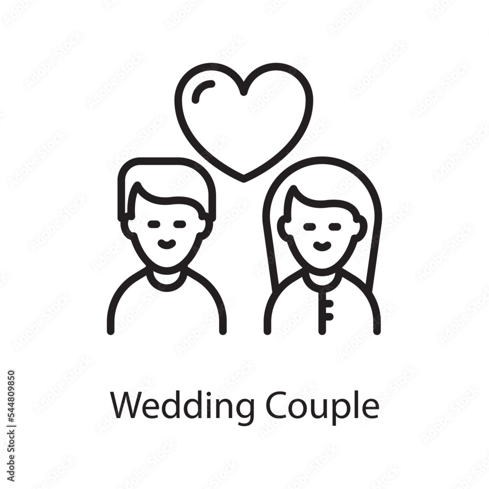 Wedding Couple Vector Outline Icon Design illustration. Love Symbol on White background EPS 10 File Wedding Couple Vector Outline Icon Design illustration. Love Symbol on White background EPS 10 File