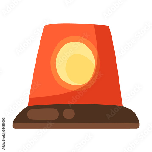 flasher siren. Firefighter, firefighting equipment cartoon illustration. Fire lorry, Emergency department, rescue, shovel, isolated on white background