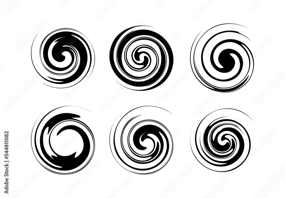 Set of abstract spiral background, vector image