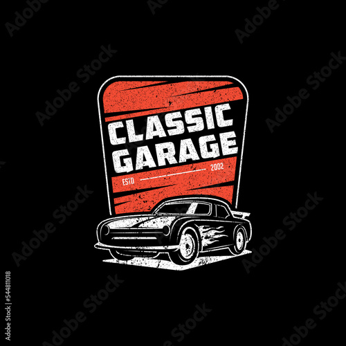 Classic automotive Garage Logo vector, car repair and modification template with rustic, vintage, retro style