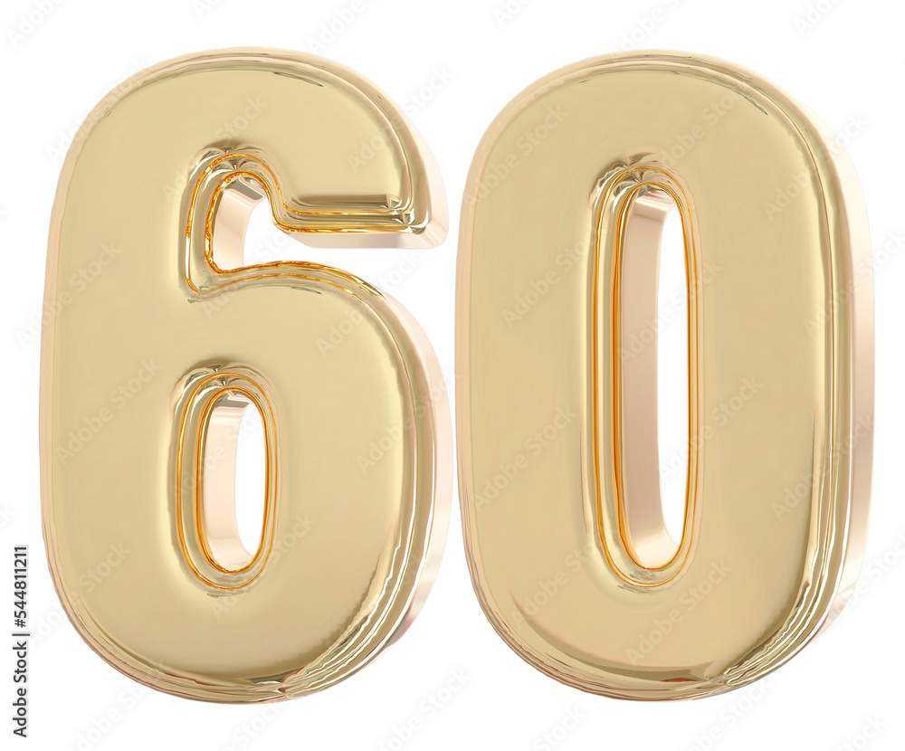 3d number 60 gold