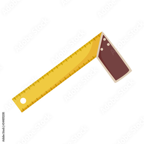 measuring angle. Construction instrument, cartoon illustration. Building tools or service. Trowel, hummer, screwdriver, rule isolated on white background