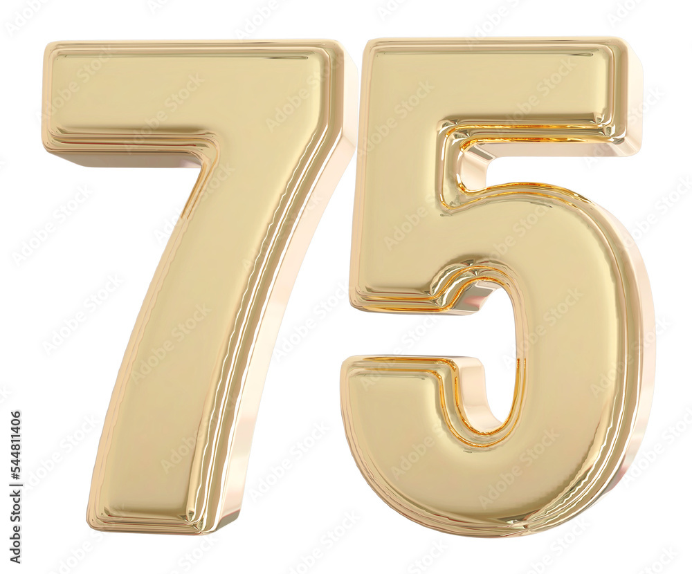 3d number 75 gold 3d number 75 gold