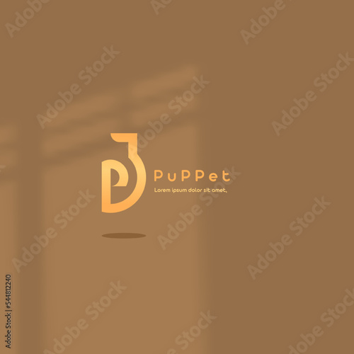 logo icon design letter P shape puppet color brown luxurious elegant simple for eps 10 doll shop photo