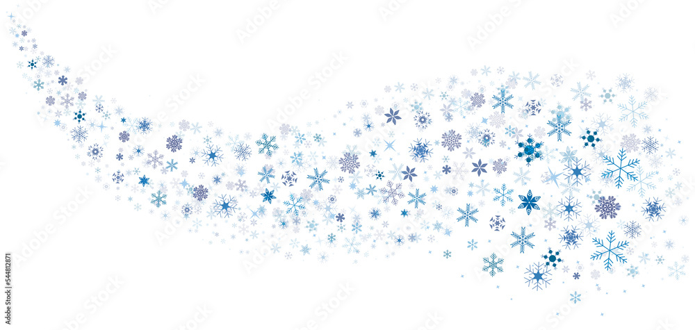 クリスマス素材　冬に舞う粉雪の結晶