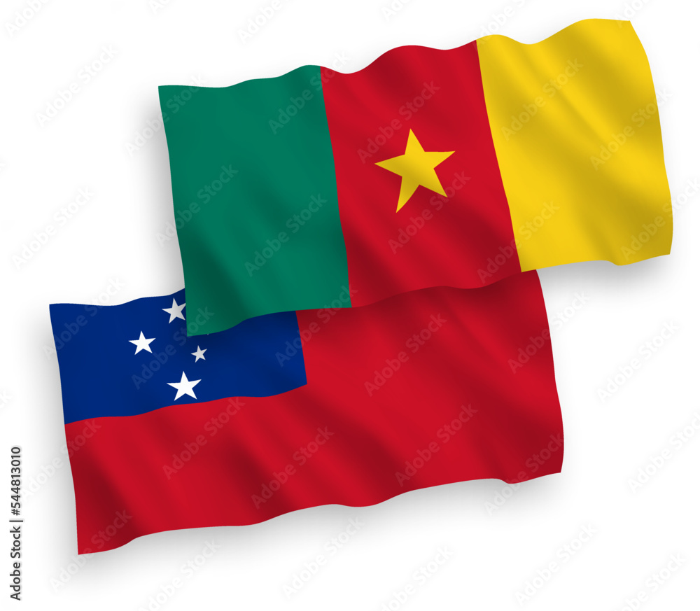 Flags of Independent State of Samoa and Cameroon on a white background
