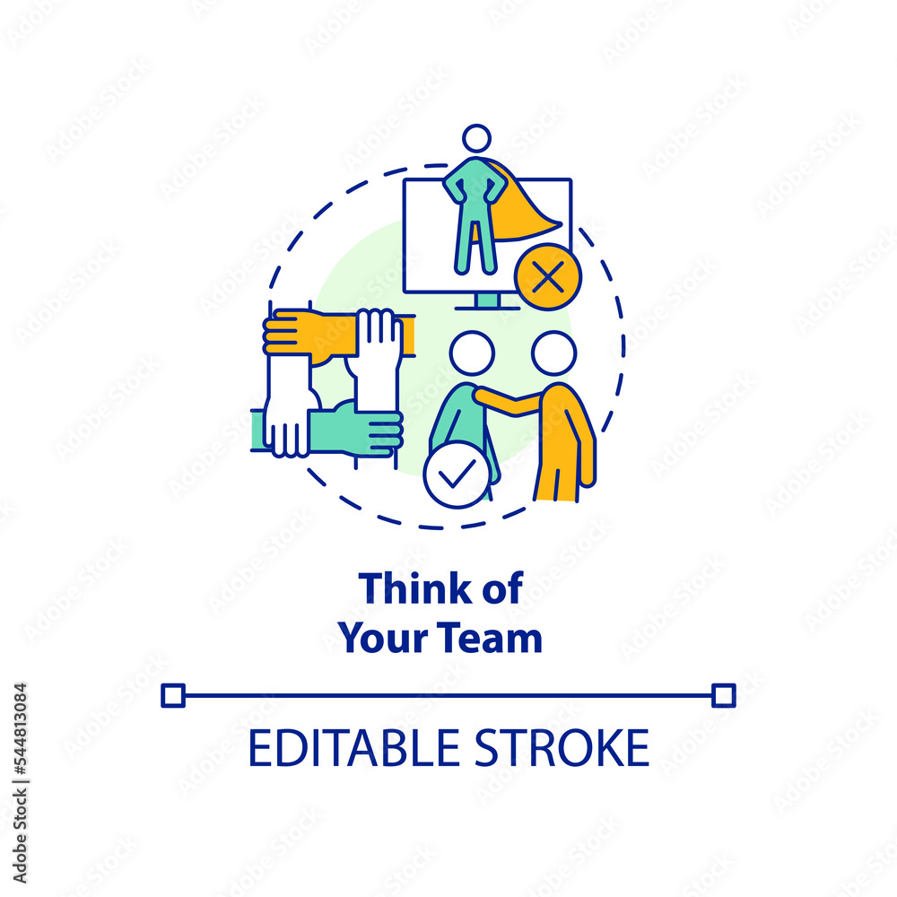 Think of your team concept icon. Stay informed without stress from news abstract idea thin line illustration. Isolated outline drawing. Editable stroke. Arial, Myriad Pro-Bold fonts used Think of your team concept icon. Stay informed without stress from news abstract idea thin line illustration. Isolated outline drawing. Editable stroke. Arial, Myriad Pro-Bold fonts used