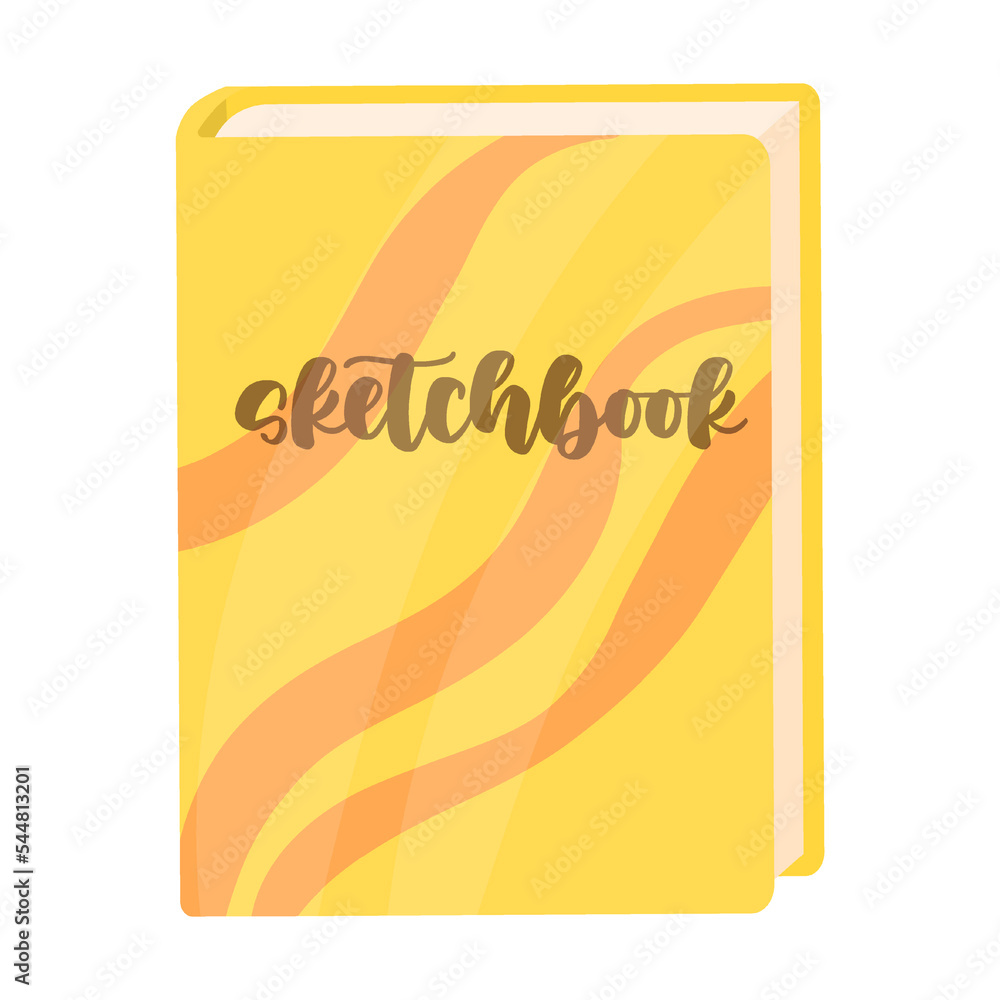 album book for drawing pencil sketches, Different art supplies vector illustration. Tools and equipment for painting and drawing album book for drawing pencil sketches, Different art supplies vector illustration. Tools and equipment for painting and drawing