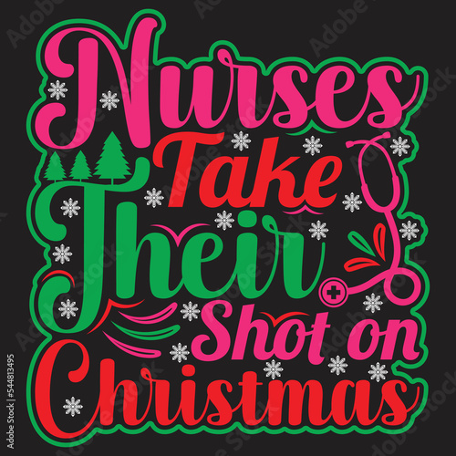 Fotografie Christmas typography lettering hand-drawn t-shirt design