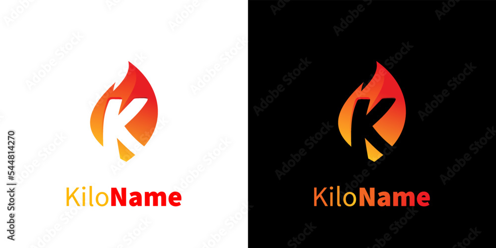 K logo set. isolated fire negative space alphabet logo. vector illustration K logo set. isolated fire negative space alphabet logo. vector illustration