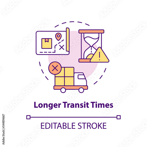 Long transit times concept icon. Unsafety shipping. Slow delivery. Post office abstract idea thin line illustration. Isolated outline drawing. Editable stroke. Arial, Myriad Pro-Bold fonts used