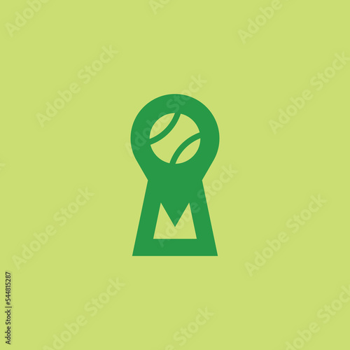 tennis keyhole logo. sports field location logo. tennis center logo